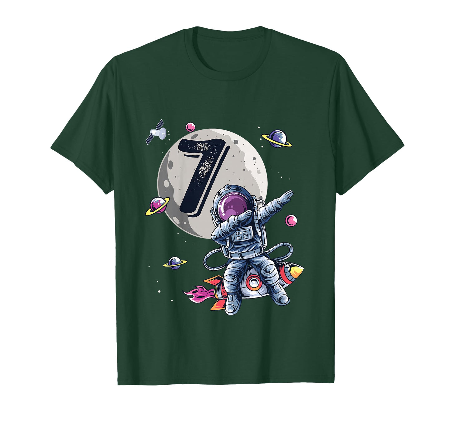 Kids 7 Years Old Birthday Boy Astronaut Gifts Space 7th B-Day T-Shirt