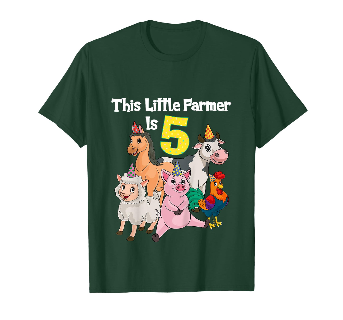 Barnyard 5 Year Old Farm Animals 5th Birthday T-Shirt