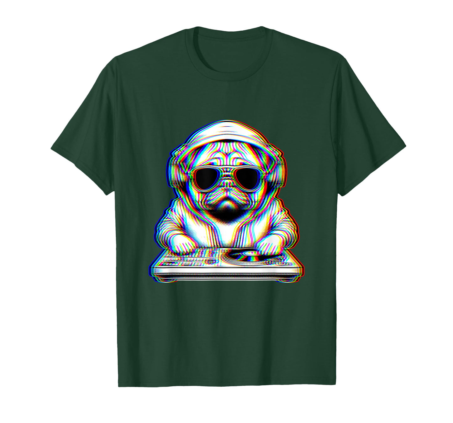 Trippy Pug Dog Dj Optical Illusion Rave EDM Festival Music Men Women T-Shirt
