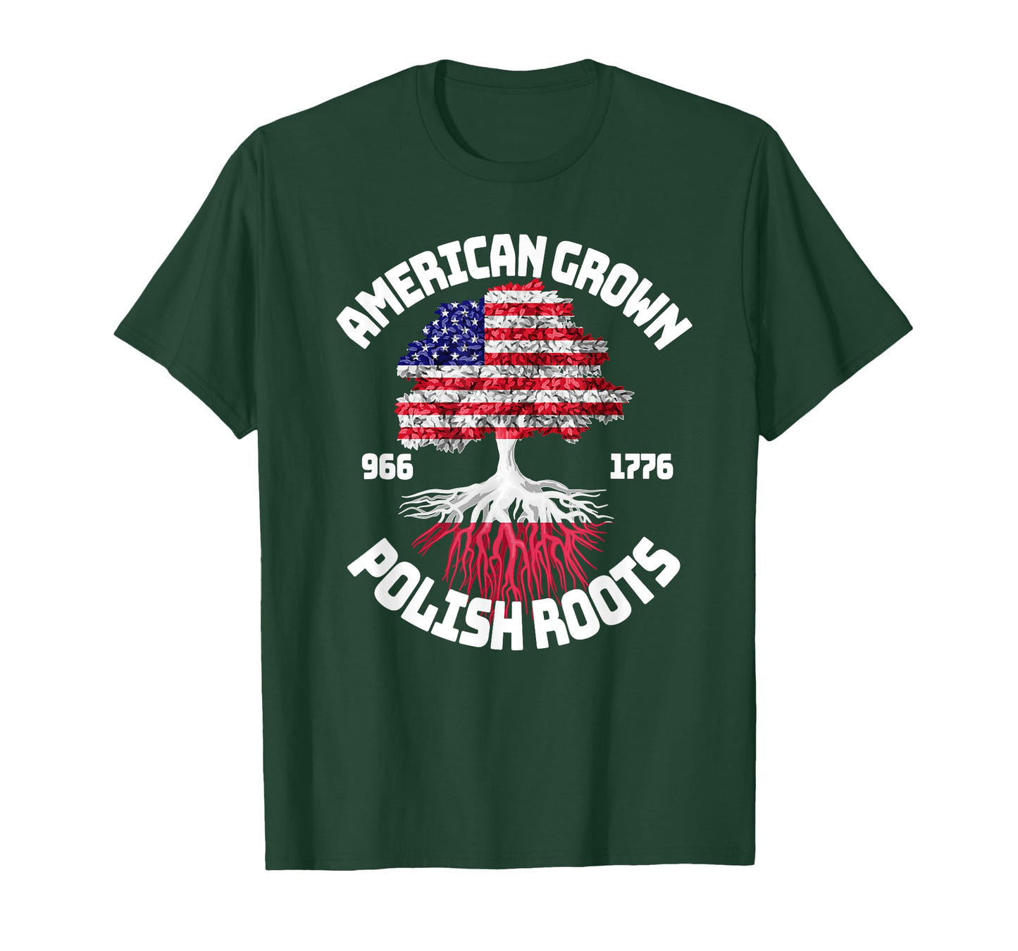 American Grown Polish Roots T-Shirt Polish American Flag T-Shirt