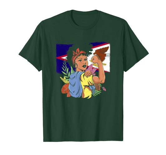 American Samoa Girl - Samoa Flag Pride Roots American Samoan T-Shirt
