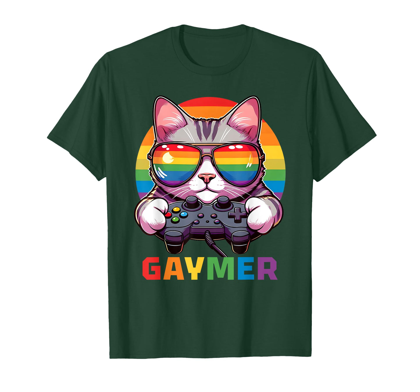 Funny Gaymer Cat Gamer LGBTQ Pride Rainbow Video Game Lover T-Shirt for Men Women