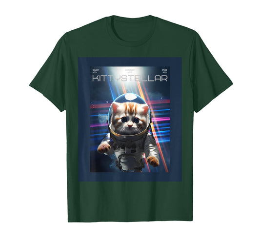 Astronaut Cat with Interstellar Space Aesthetic Movie Poster T-Shirt