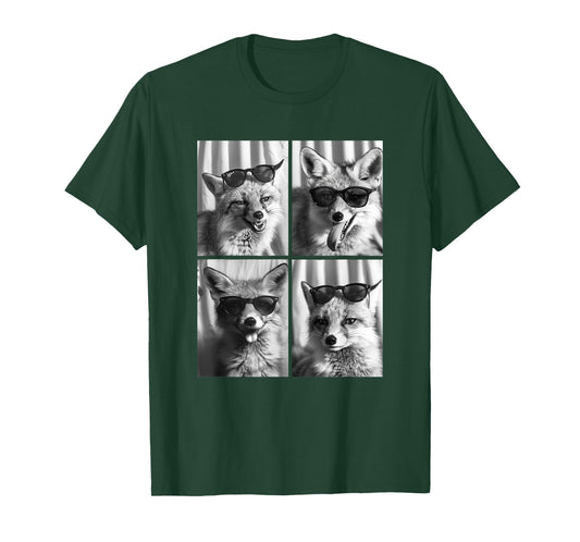 Cute Foxes with Sunglasses Cool Fox Animal Photo Booth T-Shirt