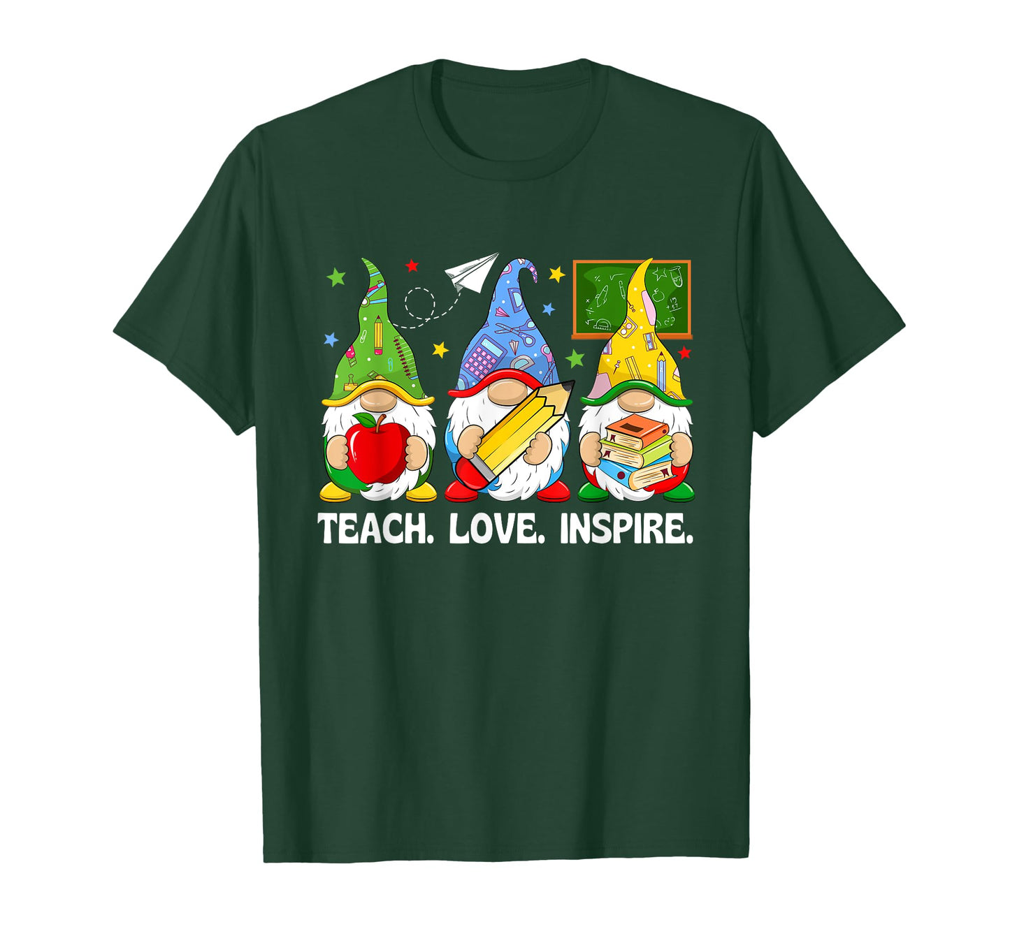 Cute Gnomes Teach Love and Inspire Back to School Teacher T-Shirt