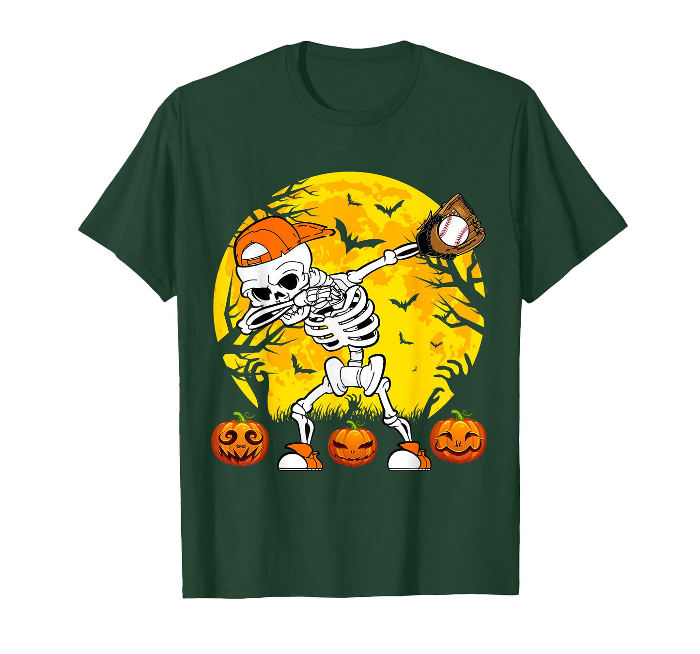 Baseball Halloween Dabbing Skeleton Funny Halloween Baseball T-Shirt