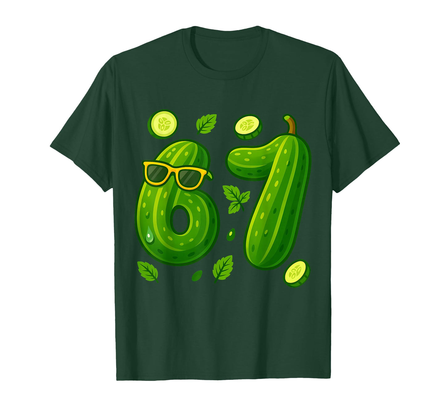 67 Meme Pickle Funny Six Seven Cucumber 6 7 Gen Alpha Slang T-Shirt