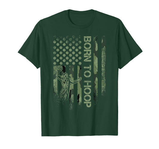 Vintage USA Camouflage Born To Hoop - Basketball Player Love T-Shirt