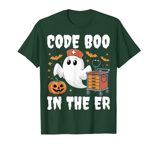 Code Boo In The ER Emergency Room Nurse Spooky Halloween T-Shirt