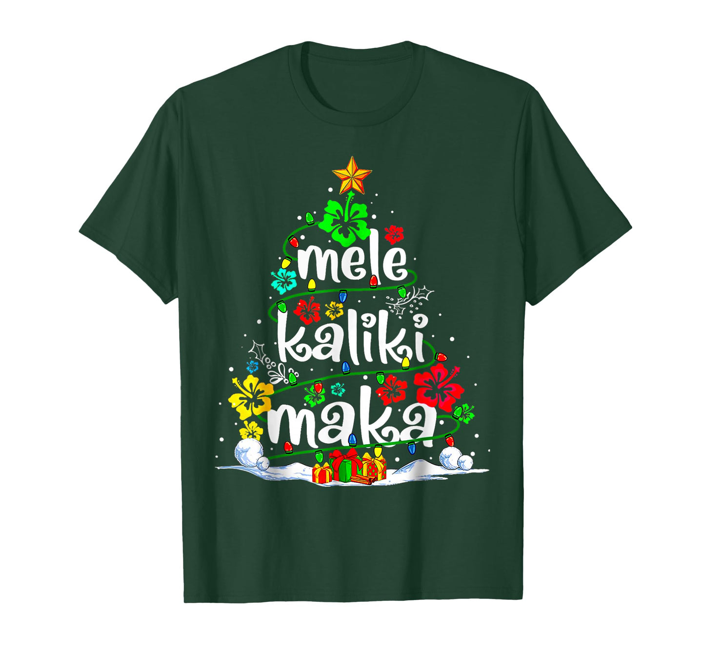 Mele Kalikimaka Tropical Christmas Hawaiian Santa Xmas Tree T-Shirt