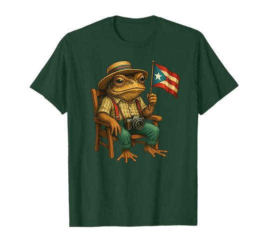Funny Coqui Frog Puerto Rico Flag Taino Boricua Hispanic T-Shirt