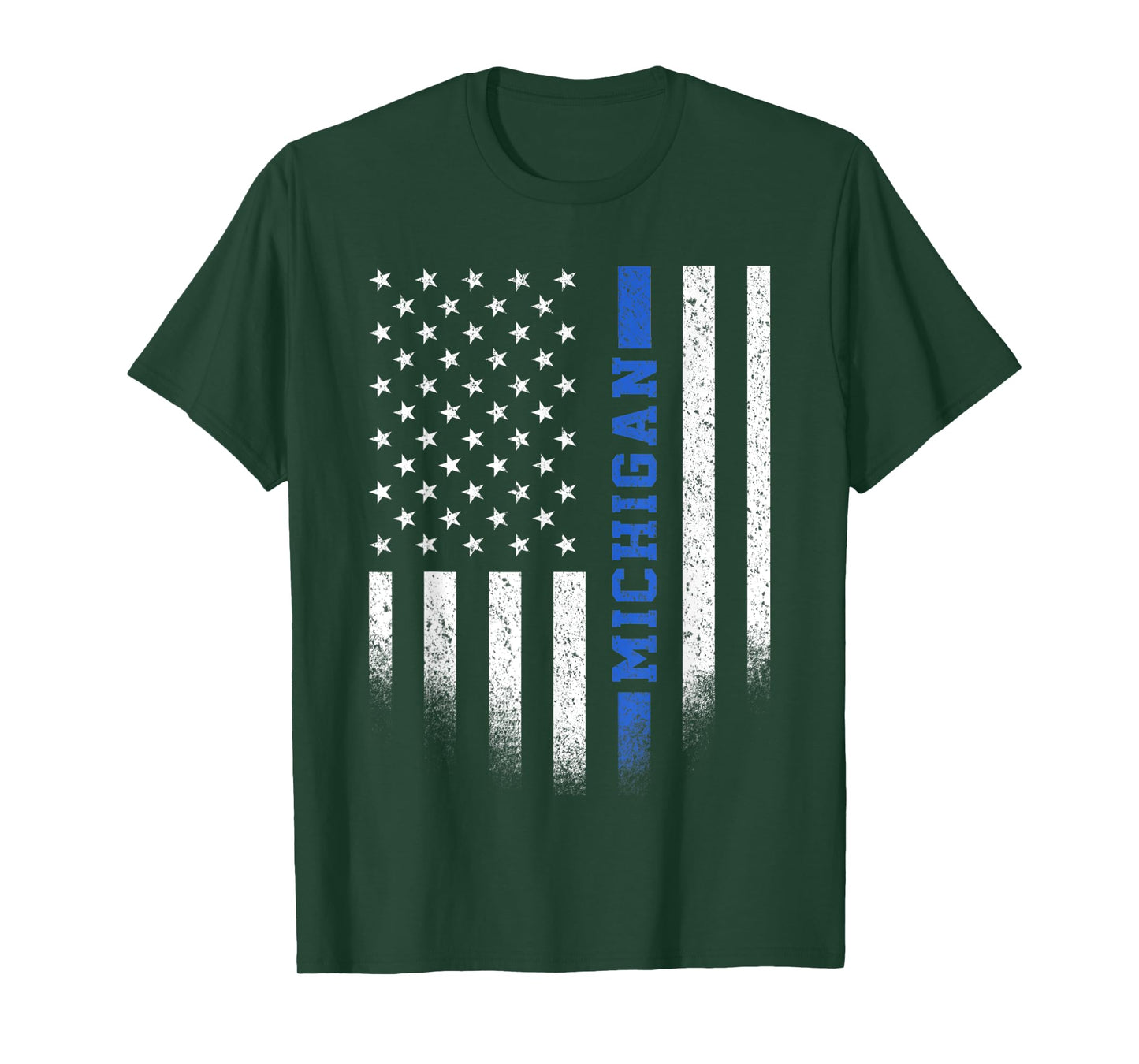 Michigan Blue Line US Flag State MI Police Officer T-Shirt