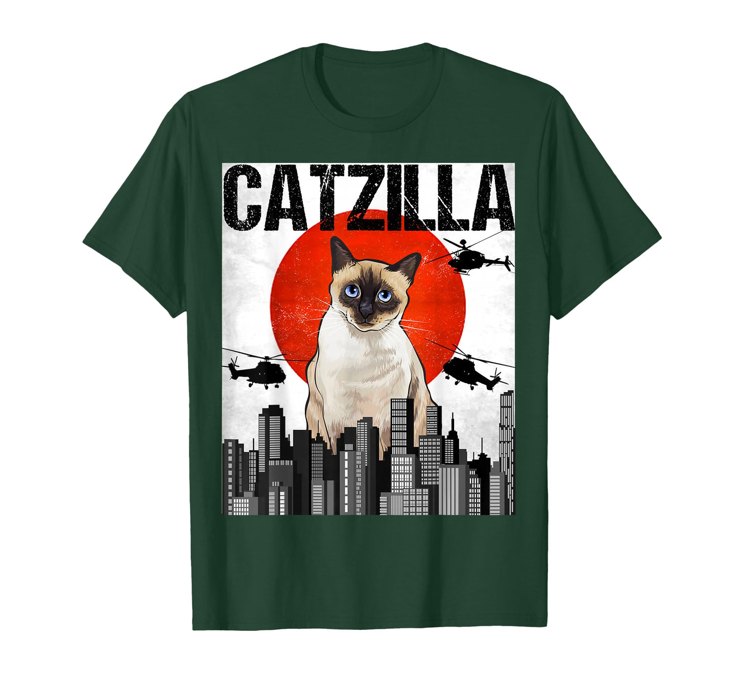 Funny Vintage Japanese Catzilla Siamese Cat T-Shirt