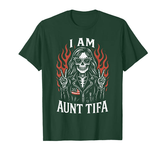 I Am Aunt Tifa Funny Skeleton Biker Aunt Tifa Design T-Shirt