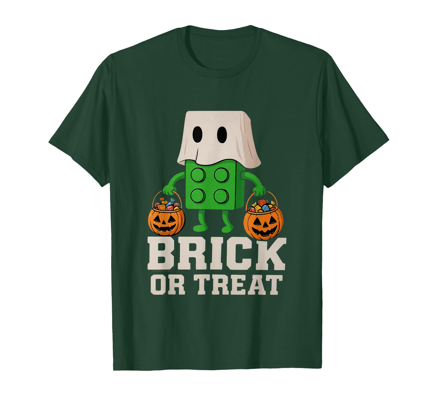 Building Bricks Halloween Brick or Treat Ghost Builder Funny T-Shirt