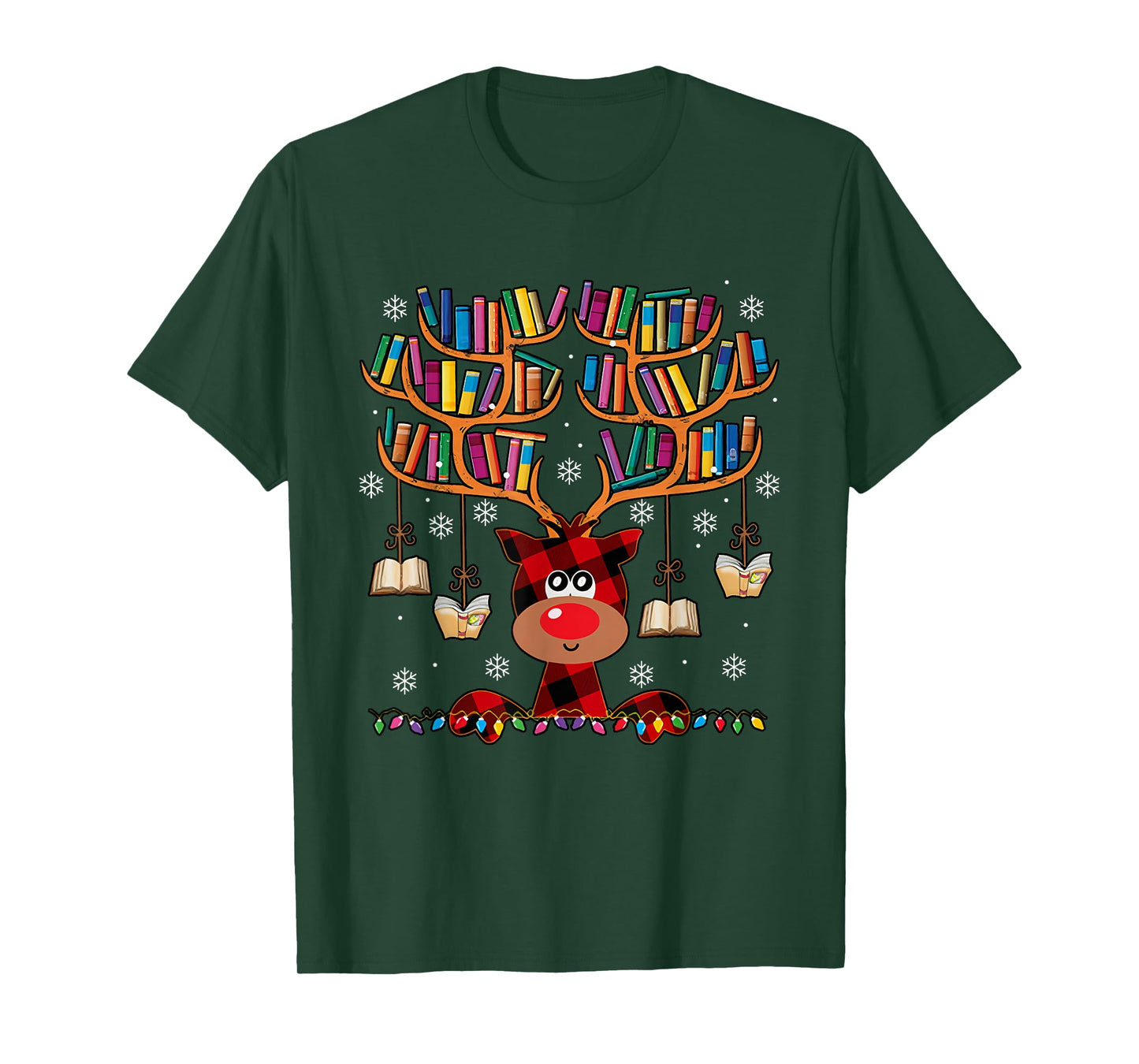 Christmas Librarian Reindeer Matching Family Book Lover Xmas T-Shirt