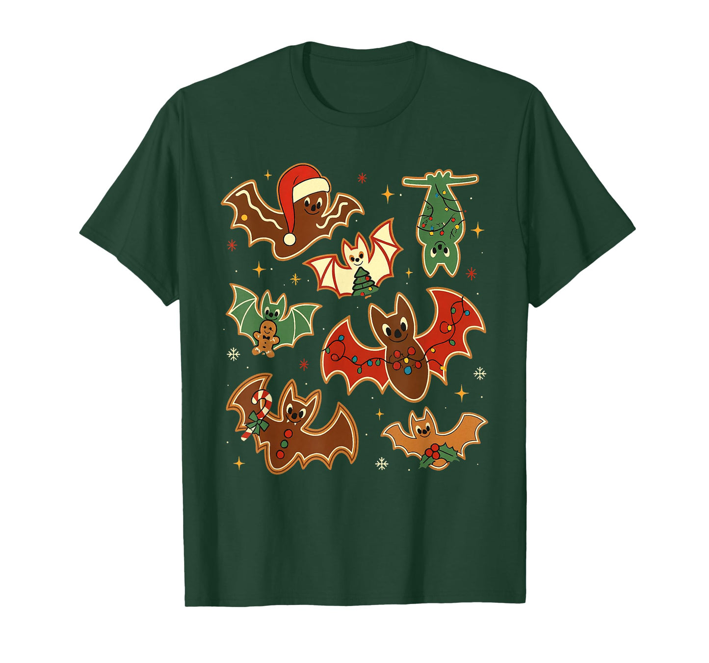 Cute Gingerbread Bats Spooky Christmas Cookie Merry Batmas T-Shirt