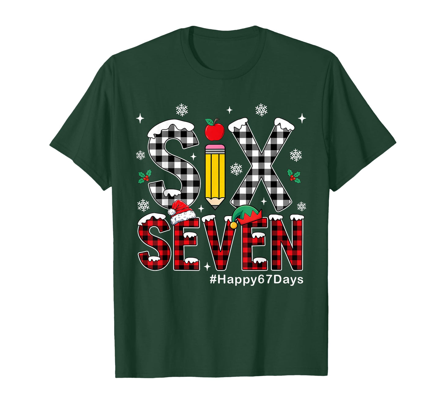 Christmas Six Seven 6 7 Meme Happy 67 Days of School T-Shirt