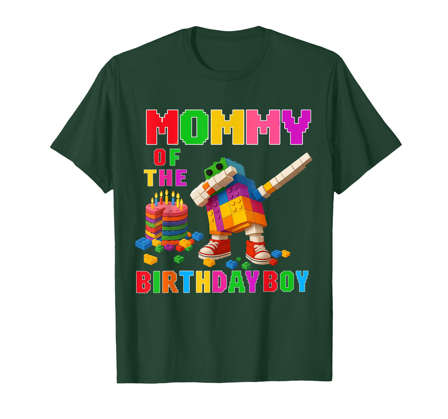 Mommy of The Birthday Boy Building Bricks Family Matching T-Shirt