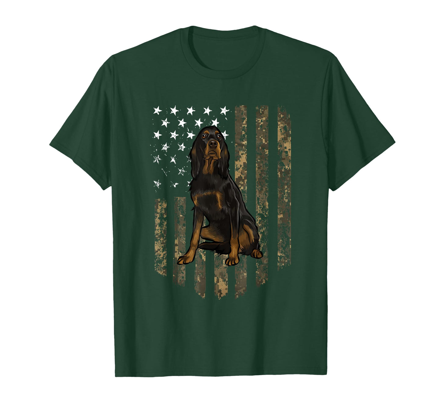 Camo American Flag Gordon Setter 4th Of July USA T-Shirt