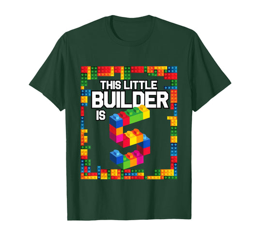 5 Year Old Building Blocks Birthday T Shirt Brick 5th Gift T-Shirt