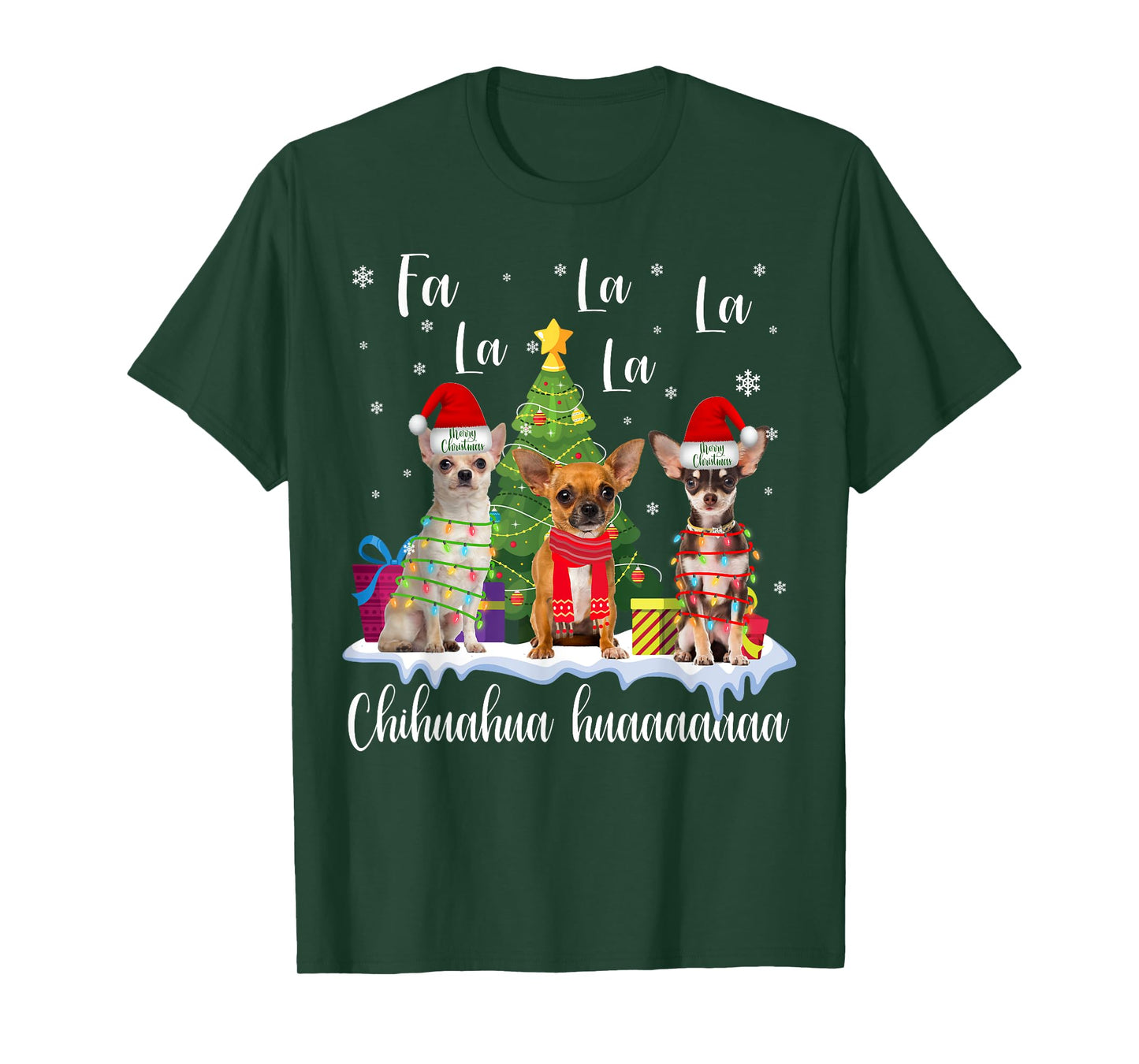 chihuahua dog xmas fa la la la funny ugly christmas sweater T-Shirt