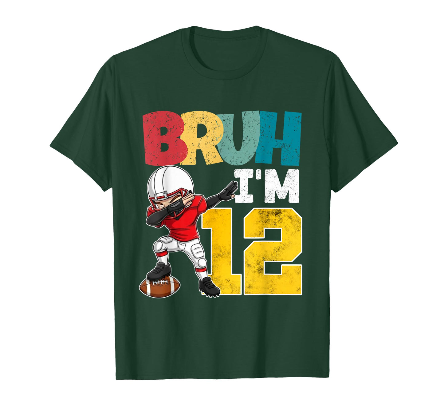 Bruh I'm 12 Year Old Football Player Boy 12th Birthday T-Shirt