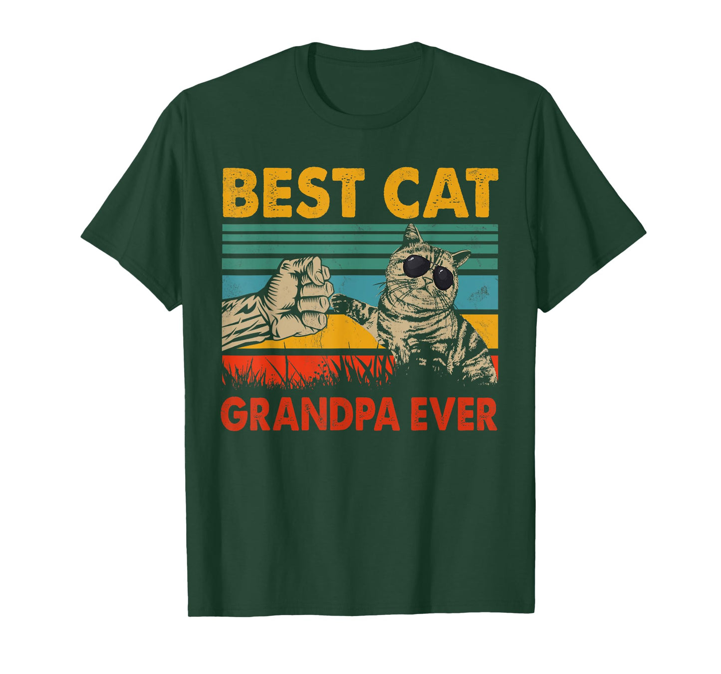 Vintage Retro Best Cat Grandpa Happy Father's Day Cat Lover Men Women T-Shirt