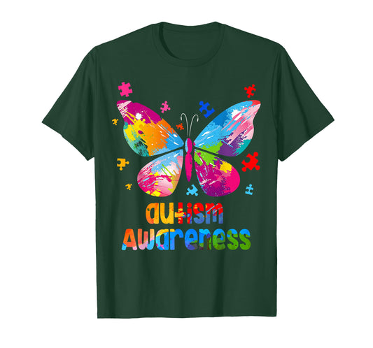 Autism Awareness Colorful Butterfly Puzzle T-Shirt