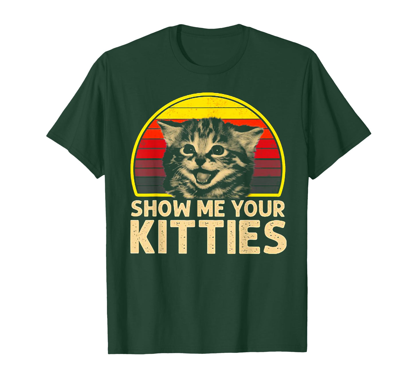 Show me Your Kitties Cat Lover Retro Vintage Sunset T-Shirt