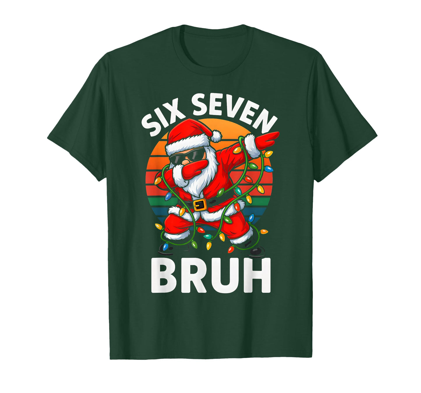 HUGvyn Six Seven 6 7 Meme Dabbing Santa Merry Christmas Bruh T-Shirt