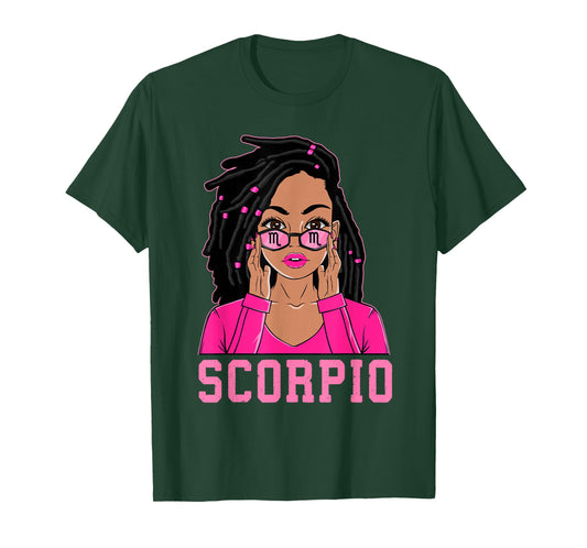 Scorpio African American Loc'd Black Woman Zodiac T-Shirt