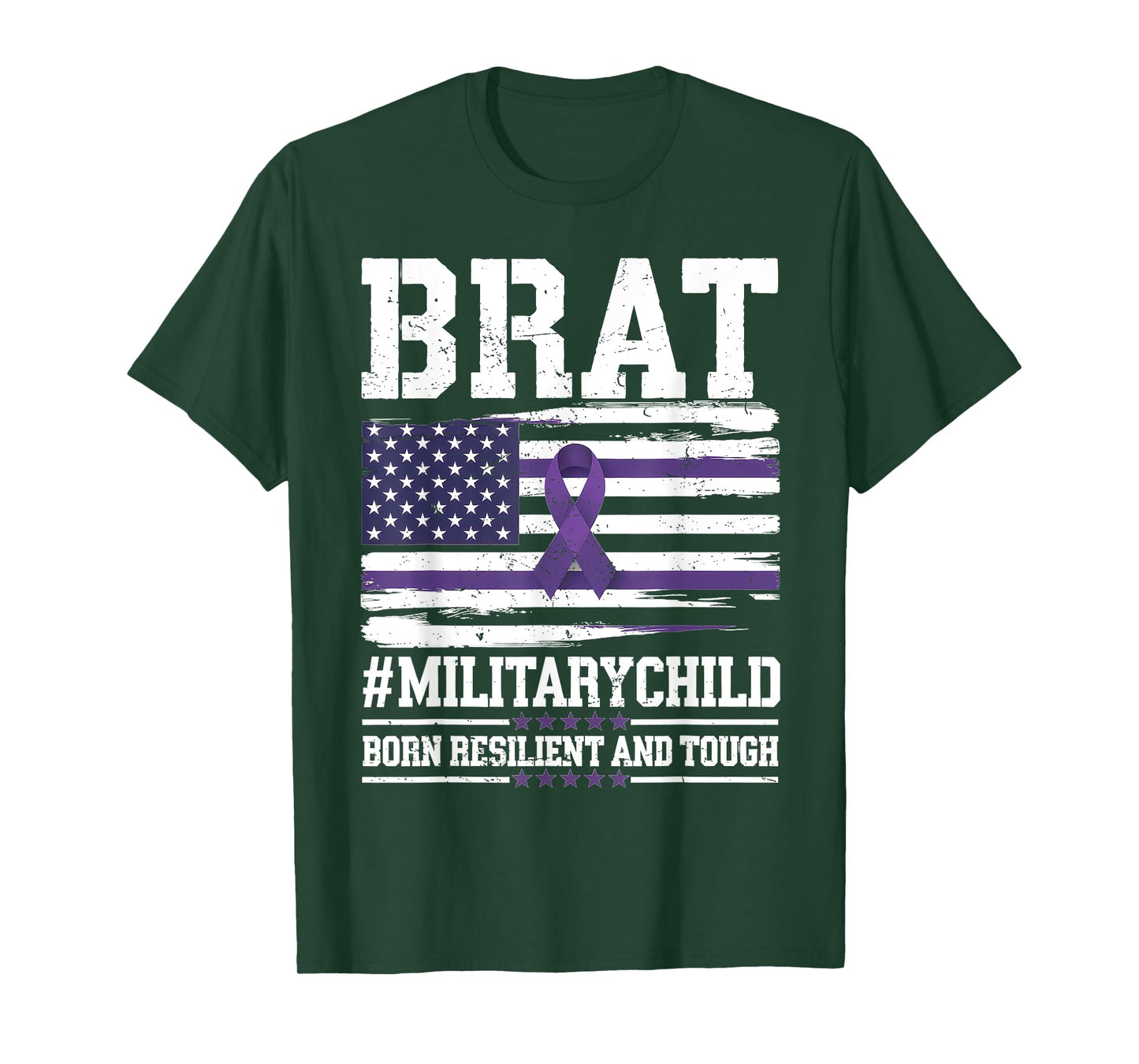 Purple Up Military Child Month Proud BRAT Kids American Flag T-Shirt