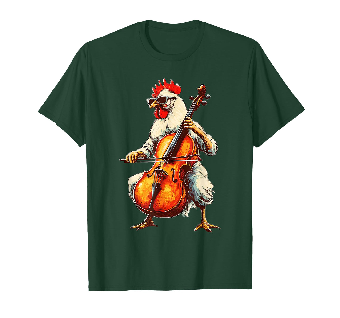 Cute Chicken Playing Cello Musician Music T-Shirt
