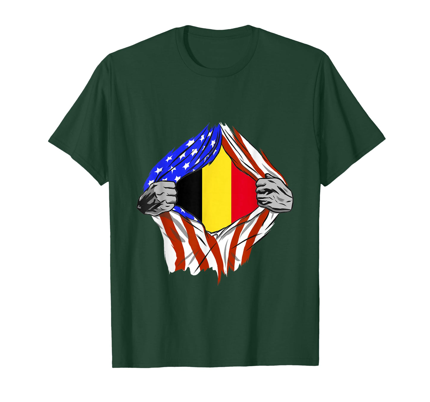 Belgium Flag Chest America USA Belgian Pride Belgian Roots T-Shirt