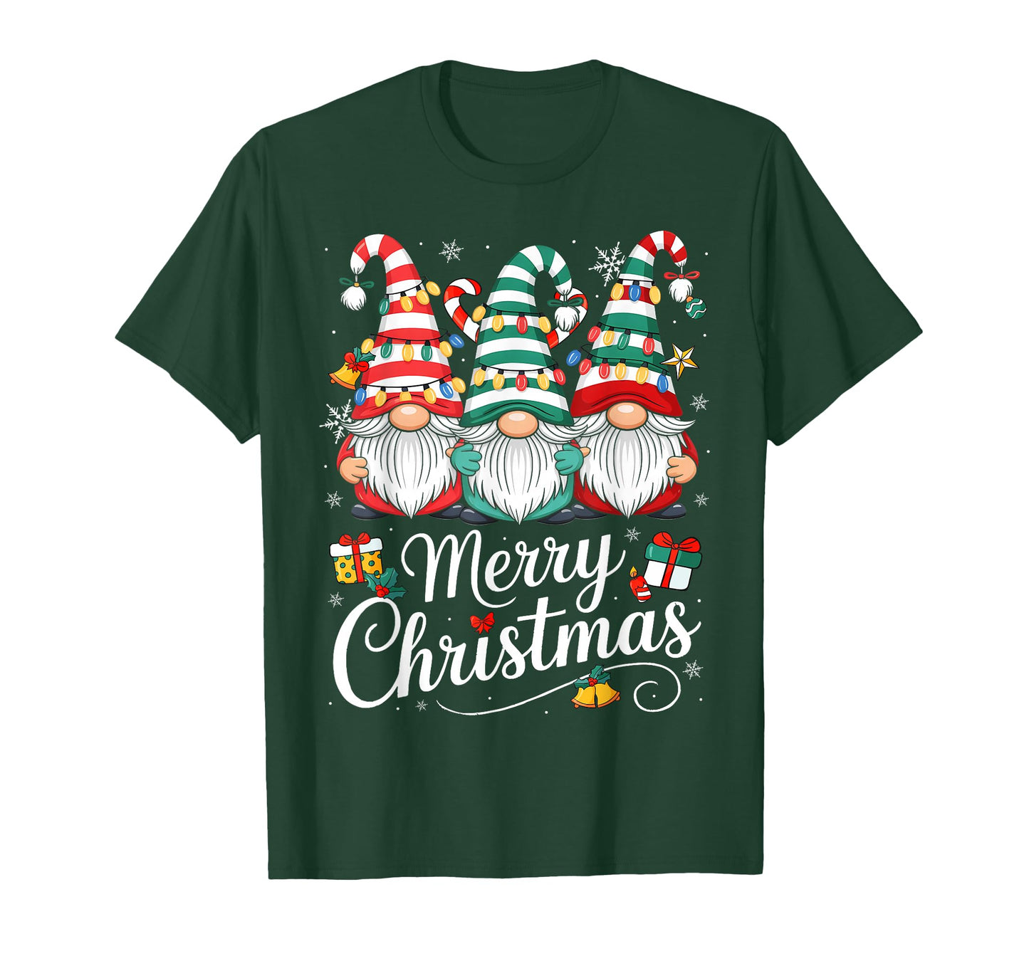 Merry Christmas Light Cute Gnomes Family Gnome Xmas Matching T-Shirt
