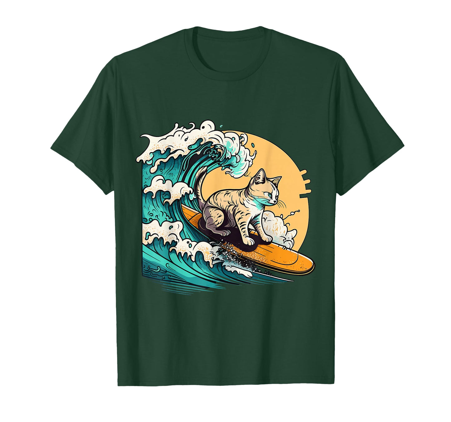 Surfer Cat, Cat On Surfboard, Cat Riding Wave, Funny Surfing T-Shirt