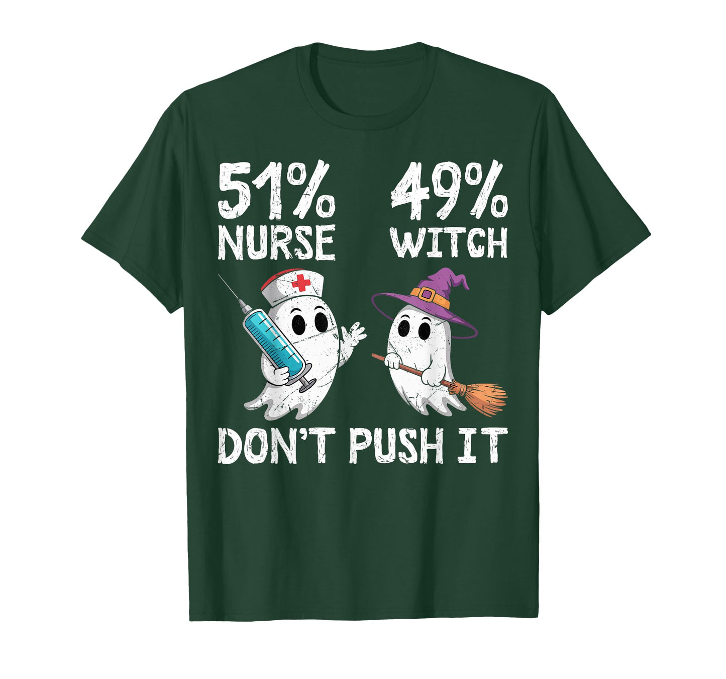 51% Nurse 49% Witch - Funny Nursing Spooky Halloween Party T-Shirt