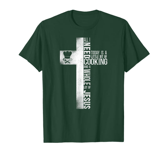 Cooking Cook Faith Jesus Cross Kitchen Chef T-Shirt
