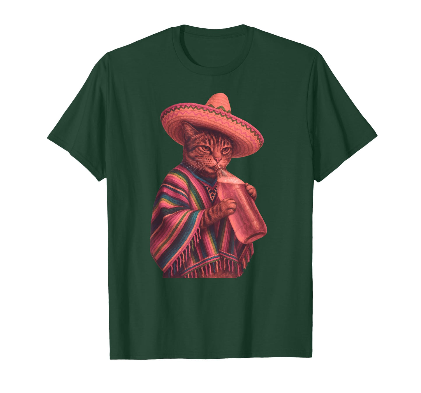 Funny Cat Sombrero Mexican Cinco De Mayo Beer 40 Oz Poncho T-Shirt