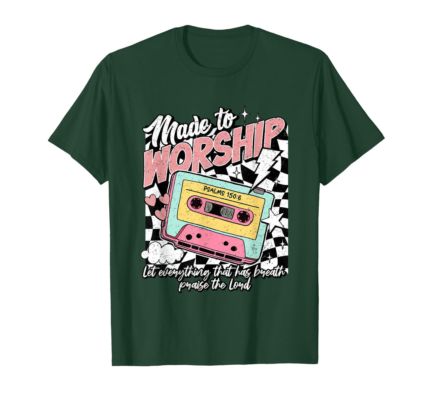 Made to Worship Psalms 150:6 Retro Style T-Shirt