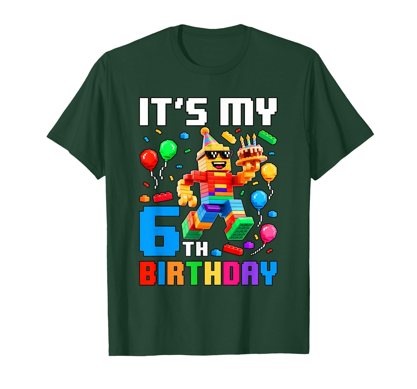 It's My 6th Birthday Building Brick 6 Years Old Boys Kids T-Shirt