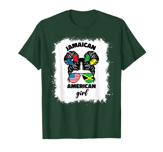 Half American And Jamaican America Jamaica Flag Kids Girl T-Shirt