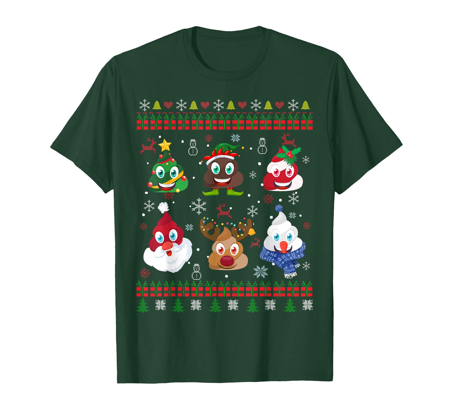 Christmas Poop Santa Elf Reindeer Ugly Christmas T-Shirt