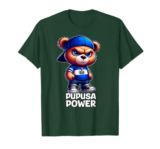 PUPUSA Power Cute Teddy Bear El Salvador Flag Salvadorian T-Shirt
