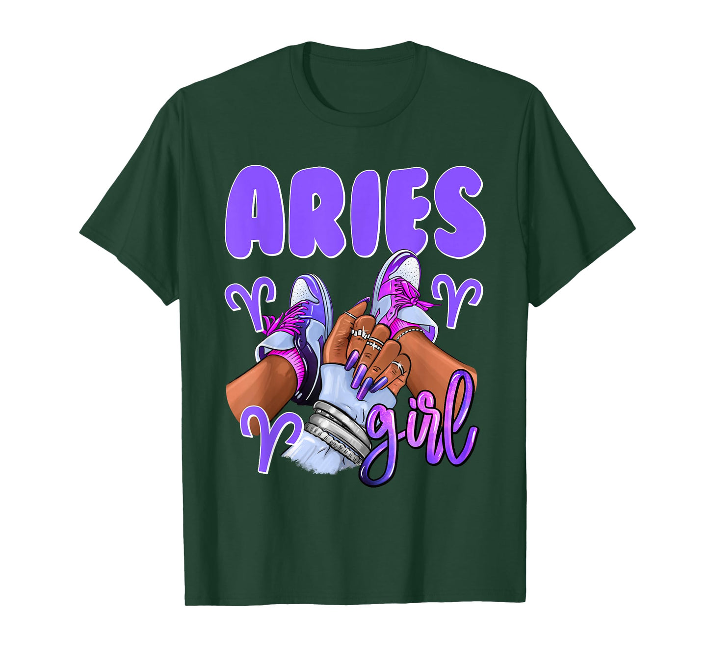 Aries Girl African American Women Sneakers Zodiac T-Shirt