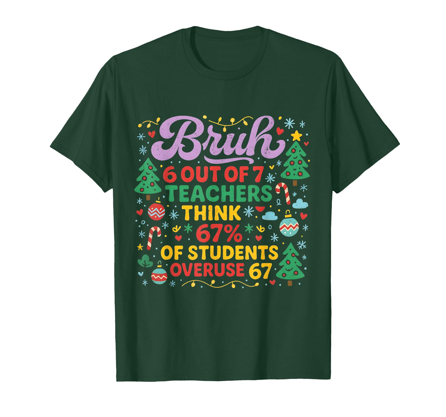 Bruh 6 Out of 7 Teachers 67 Percent Students Meme Christmas T-Shirt