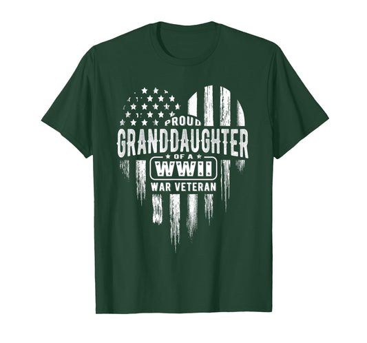 Proud Granddaughter WWII Vet Grandpa Veterans Day T-Shirt