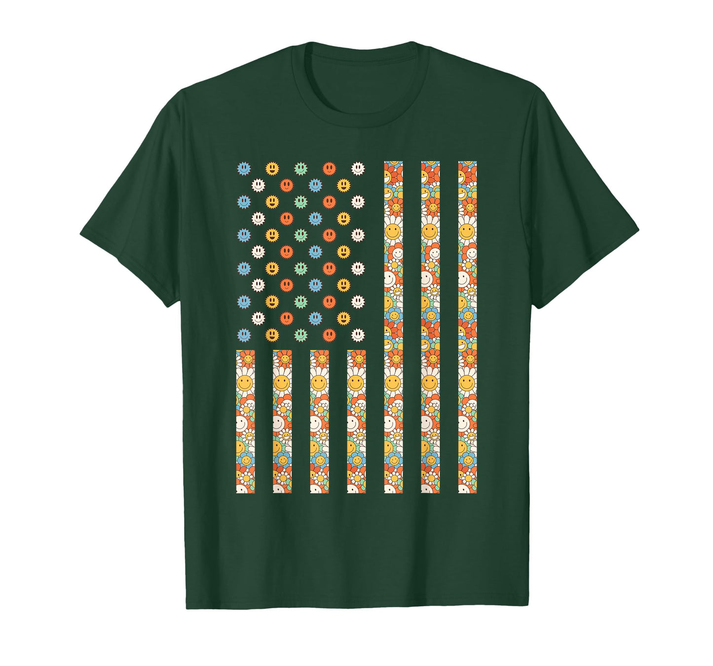 Hippy USA Outfit American Flag Hippie 1960s 1970s USA Groovy T-Shirt
