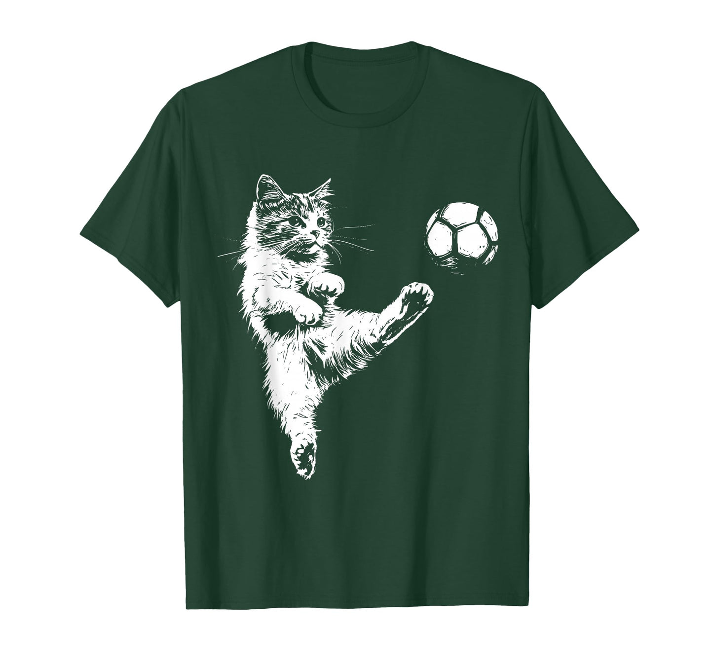 Funny Cat Soccer Ball Graphic T-Shirt